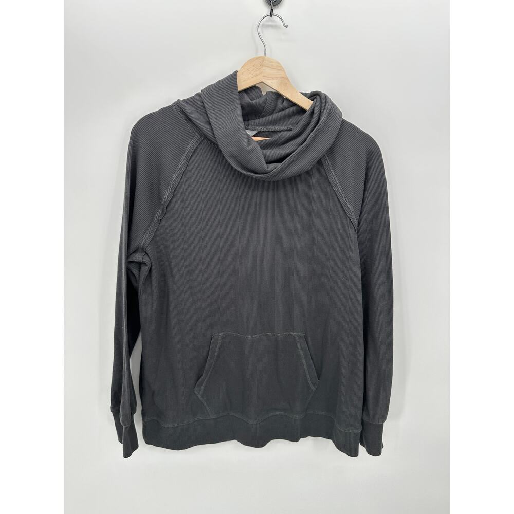 Eddie Bauer Womens Gray Thermal Knit Cowl Neck Pullover Sweatshirt Sz L Outdoors